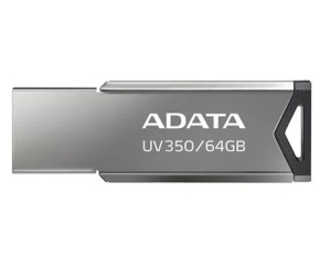 ADATA Flash Disk 64GB UV350, USB 3.2 Dash Drive, tmavě stříbrná textura kov