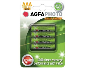 AgfaPhoto nabíjecí NiMH baterie AAA, 900mAh, blistr 4ks