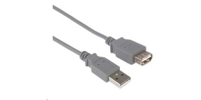 PREMIUMCORD Kabel USB 2.0 A-A 5m, prodlužovací (M/F) šedý