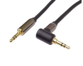 PremiumCord HQ stíněný kabel stereo Jack 3.5mm - Jack 3.5mm zahnutý 90°, 5m