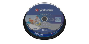 VERBATIM BD-R SL Datalife HTL (10-pack)Blu-Ray/Spindle/6x/25GB Wide Printable