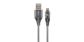 GEMBIRD Kabel USB 2.0 AM na Type-C kabel (AM/CM), 1m, opletený, šedo-bílý, blister, PREMIUM QUALITY