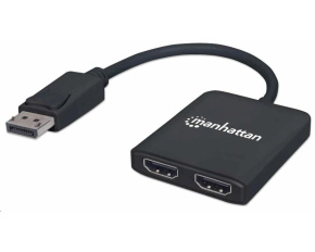 Manhattan rozbočovač, MST hub DisplayPort na Dual HDMI (M/F), černá