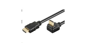 PremiumCord HDMI High Speed+Ethernet kabel, zlacený zahnutý konektor 270° 2m