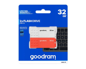 GOODRAM Flash Disk 2x32GB UME2, USB 2.0, bílá, červená